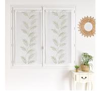 Paire voilages avec motif feuilles brodées Vert 60x120 cm