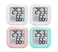 PAIRIER Mini LCD ThermomèTre HygromèTre Interieur NuméRique 4 pièces Thermo HygromèTre Indicateur du Niveau de Confortde Haute PréCision Portable pour Salon EntrepôT Chambre de BéBé
