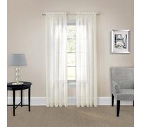 Pairs to Go Rideaux de fenêtre Transparents avec Passe-Tringle pour Chambre à Coucher ou Salon (Double Panneau), Polyester, Ivoire, 150 x 241,3 cm