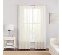 Pairs to Go Victoria Voile Rideaux de fenêtre Transparents Modernes avec Passe-Tringle pour Salon (2 Panneaux), 150 x 213,4 cm, Ivoire