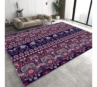 Paisley Tapis 50 x 80 cm Style Ethnique éléphant Antidérapant Lavable Tapis de Sol Doux Facile d’Entretien Petit Rug de Chevet pour Chambre Entrée Q-175