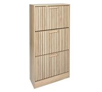 Altobuy Meuble à chaussures PAJAN – 3 portes basculantes effet bois avec tasseaux