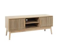 PAJAN - Meuble TV 2 Portes Effet Bois avec Tasseaux