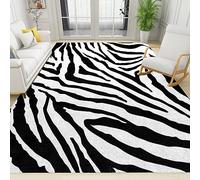 PAJEON Tapis de Décoration Motif De Peau De Zèbre Noir Et Blanc, 140 x 200 cm Tapis Moquette de Chambre à Poils Ras, Paillasson Intérieur - pour Chambre à Coucher de Salon