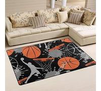 PAJEON Tapis de Design Sport De Terrain De Basket Créatif, 60 x 90 cm Tapis Moquette de Chambre à Poils Ras, Paillasson Intérieur - pour Chambre à Coucher de Salon