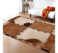 PAJEON Tapis de Salon Plaid De Texture De Peau De Vache Marron De Ferme Vintage, 160 x 230 cm Entretien Facile Intérieur Moquette, Écologique Paillasson Intérieur - pour Chambre d'enfant