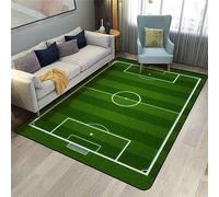 PAJEON Tapis de Salon Terrain De Football Vert, 70 x 140 cm Tapis avec Dos en Caoutchouc Antidérapant, Paillasson Intérieur - pour Décor de Sol de Chambre à Coucher de Salon