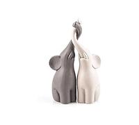 pajoma® Lot de 2 éléphants Amoureux en céramique - Hauteur : 25,5 cm - Couple harmonieux en Beige et Gris - Figurine Animale - Décoration de Table pour Cuisine, Salle de Bain, Salon et Chambre à