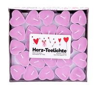 pajoma Lot de 50 bougies chauffe-plat « Love » - Durée de combustion : 3 heures - En forme de c ur (rose)