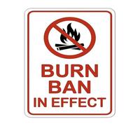 PAJPXPCD Burn Ban Warning Sign Aluminum Metal Tin for Outdoor Farm Ranch Barn Garden Yard Workshop Fire Notice 8 X 12 in