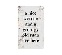 PAJPXPCD Grumpy Man Live Here Metal Tin Sign Funny Couple Quote Vintage Wall Decor for Home Office 8 X 12 inch