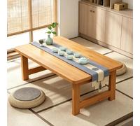 PAKMEZ Table Basse Tatami Pliable en Bois Massif, Table Japonaise Basse | Grande Capacité de Charge, Gain de Place pour Salon et Baie-Vitrée(Yellow,110*48*40cm/43.3*18.9*15.7in)