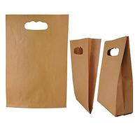 PAKNOR® Lot de 50 sacs en papier kraft, 22 x 32 x 8 cm, avec trou de préhension, petits sacs cadeaux, adaptés pour créer vous-même un calendrier de l'Avent, marrons, 60 g/m²