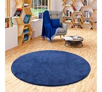 Palace - Tapis Shaggy à Poils Longs Rond - Bleu - 4 Tailles Disponibles