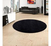PALACE - Tapis Shaggy à Poils Longs Rond - Noir - 4 Tailles Disponibles
