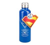 Paladone Bouteille d'eau en métal bleu Superman sous licence officielle DC Comics Superhero 500 ml Bouteille isotherme réutilisable en acier inoxydable pour l'école, le sport, le travail