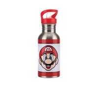 Paladone Bouteille Métal Super Mario avec Paille - Bouteille en Acier Inoxydable Officielle Nintendo, Cadeau Original pour Gamers Rétro, 450 ml (16 fl oz)