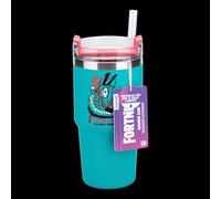 Paladone Gobelet isotherme Fortnite 600 ml paille, boissons chaudes et froides, sous licence, bleu