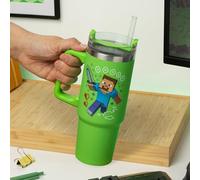 Paladone Gobelet isotherme et paille Minecraft Steve & Creeper verte, 900 ml, Tasse de voyage sous licence officielle Quencher avec poignée pour thé glacé ou café