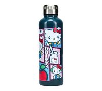 Paladone Hello Kitty Bouteille d'eau Sanrio en métal coloré sous licence officielle Rose et bleu Gobelet de voyage étanche Compatible avec porte-gobelet standard, cadeau et décoration de bureau
