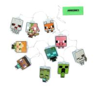 Paladone Minecraft Guirlande lumineuse avec 10 personnages LED y compris Creeper, Steve, Piglin et plus encore, sous licence officielle, décoration de chambre à coucher pour garçons, filles