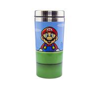 Paladone Mug de voyage Super Mario Warp Pipe - Officiellement licencié Nintendo, Flasque inox, Garde boissons chaudes/froides, Cadeau pour gamers rétro, 450ml