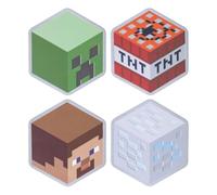 Paladone sous-Verres Métal à Dos en Liège Minecraft - Set de 4 - Steve, Creeper, Minerai de Diamant, Bloc TNT - Cadeau & Décor Cool pour Gamers Minecraft