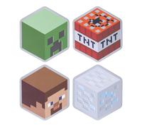 Paladone sous-Verres Métal à Dos en Liège Minecraft - Set de 4 - Steve, Creeper, Minerai de Diamant, Bloc TNT - Cadeau & Décor Cool pour Gamers Minecraft