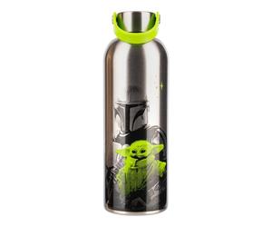 Paladone Star Wars The Mandalorian and Grogu Bouteille d'eau en métal avec boucle de transport, 500 ml, isotherme pour garder les boissons chaudes ou froides, sous licence officielle