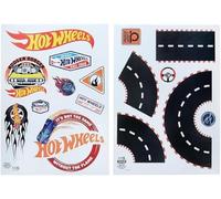 Paladone Stickers muraux personnalisés Hot Wheels - Officiellement licencié, Décorations pour Salle de Jeux, Inclut Routes, Voitures, Drapeaux, Lettres