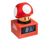 Paladone Super Mario Super Mushroom Icon Réveil avec veilleuse - Réveil numérique, Appuyez pour Faire la répétition, 16 cm de Haut, Produit Officiel Nintendo