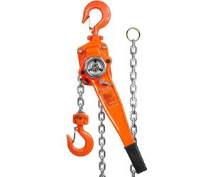 Palan à chaîne à cliquet en acier, capacité de charge 1,5 t, palan à câble avec hauteur de levage de 2,8 m, palan à levier, chaîne de levage Ø 8 x 24 mm, force de traction 240 N, frein robuste à doubl