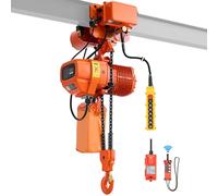Palan électrique à chaîne VEVOR 2000 kg, hauteur de levage de 6,1 m, triphasé, avec télécommande radio de 100 m et télécommande filaire de 4,8 m, double chaîne G100, arrêt d'urgence, palan électrique