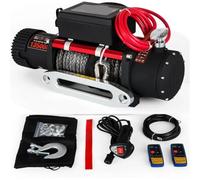 Palan Électrique Treuil électrique à corde synthétique, 13500LBS /12000LBS, 12V, 4x4, avec 2 télécommandes, pour camions, camping-car, ATV, UTV Treuil de Levage