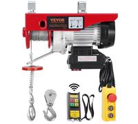 VEVOR Palan Électrique, Charge Double Câble 200 kg, Télécommande Filaire 4,2 m et Sans Fil 100 m, Hauteur Levage Câble Simple 12 m, Élingue Simple Double, Arrêt d'Urgence, pour Garage, Entrepôt, Usine
