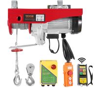 VEVOR Palan Électrique, Charge Double Câble 1000 kg, Télécommande Filaire 4,2 m et Sans Fil 100 m, Hauteur Levage Câble Simple 12 m, Élingue Simple Double, Arrêt Urgence, pour Garage, Entrepôt, Usine