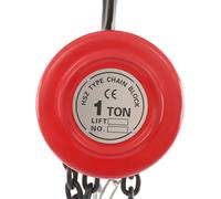 Palan manuel à chaîne / palan à chaîne - Manuel - 1 t - hauteur de levage 3 m - ouverture du crochet 3,4 cm - acier manganèse & allié - compact 14,2×12,2 cm - rouge