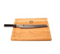 Palatina Werkstatt Kai Shun Classic DM-0705 Set d'offre | Couteau à pain ultra tranchant | Lame de 23 cm en acier damassé 32 couches + planche à découper en bois de chêne 30 x 22 cm