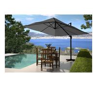 Palatino ensemble parasol gris 3x3m et 4 dalles à lester