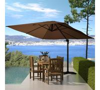 Palatino ensemble parasol marron 3x3m et 4 dalles à lester