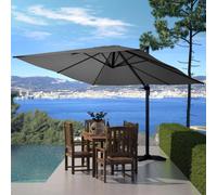 Palatino parasol gris déporté carré 3 x 3 m rotatif à 360