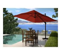 Palatino parasol terracotta déporté carré 3 x 3 m rotatif à 360