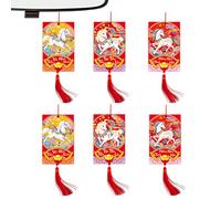 Palaufr Ornements du Nouvel An Chinois | Lot De 6 Pièces Vietnamien 2026 | Décorations De Fête Rouge Et Or Du Festival Du Printemps,Pour Maison Bureau Portail Arbre Mur Fenêtre Étagère Fête
