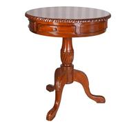 PALAZZO INT Table à thé ronde « Manor House » en acajou | Table d'appoint antique avec 2 tiroirs | Table à thé classique de style maison de campagne | Meuble de style artisanal Ø 60 cm Hauteur 71 cm