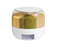 PALETTE CHEF Boîte Rotative 1Pc à 6 Compartiments pour Riz & Grains, Conteneur Scellé Anti-Humidité et Insectes, Transparent, Idéal pour Riz, Céréales, Farine, Aliments, Rangement Divisé Cuisine