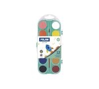 Palette de 12 pastilles peinture aquarelle opaque avec pinceau