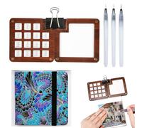 Palette de carnet de croquis de voyage à 15 grilles en bois magnétique avec carnet de croquis aquarelle de 12 x 12 cm, 300 g/m², 24 feuilles de papier presse à froid pour peinture acrylique aquarelle