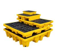 Palette empilable de rétention des déversements avec grille supérieure plate pour le stockage en atelier et en entrepôt, plateforme modulaire (67 x 67 x 15 cm) - Solution durable, écologique