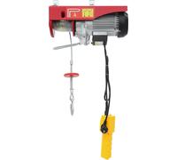 Palier de levage électrique - Treuil à câble d'acier - Capacité de charge : 400/800 kg - Hauteur de levée : 12/6 m - Moteur : 1300W, 220V - Prise européenne - Rouge