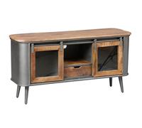 PALISSO - Meuble TV 2 Portes Bois et Acier Patiné